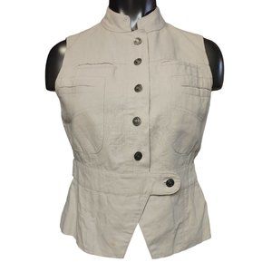 Ideology Women's White Sleeveless Button Down Vest Top M